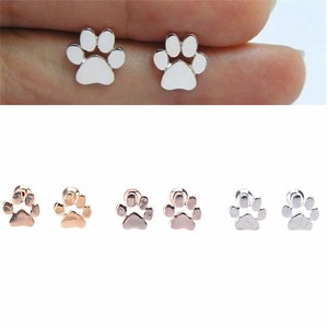 Women Dog Paw Print Stud Earrings Gold Silver Plated Cute Image Is Loading Women Dog Paw Print Stud Earrings Gold Silver
