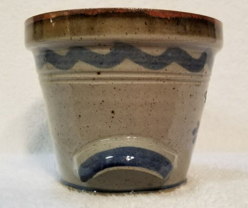 Studio Pottery Bowl With Handle & Spout "Savannah GA" Blue Gray Salt Glaze 5" - Picture 2 of 9