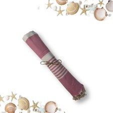 Telo Mare Bagno Pareo Fouta Rosa con frange 100% cotone cm 100x200