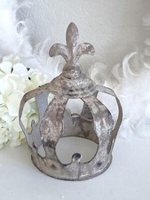 Große Shabby Krone Dekokrone Lilie,  Metall Patina, Grau - Braun