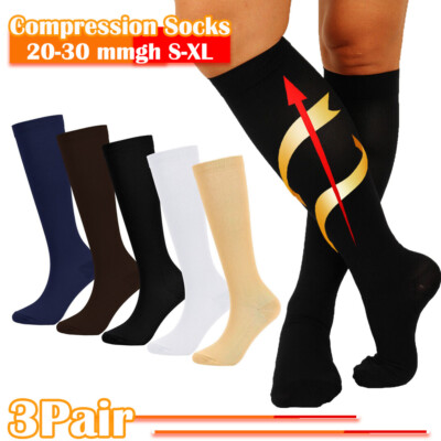 3 Pares Medias Calcetines De Compresion Para Hombres Y Mujeres Best 15-20 Mmhg