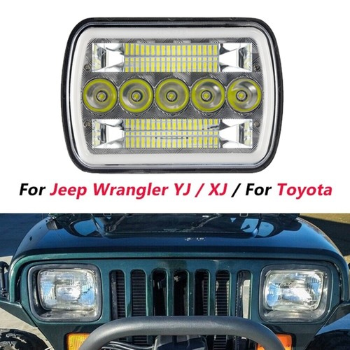 Bright 500W 7x6'' LED Headlights Turn Signal DRL Light For Jeep XJ YJ