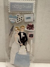 Jolee's Boutique Scrapbook Sticker Bride Groom Cutting the Cake Wedding