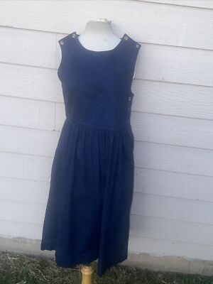 Lands' End Blue Jean Denim fit & flare Dress Button side Sleeveless Size Med | eBay Lands' End Blue Jean Denim fit & flare Dress Button side Sleeveless Size Med | eBay