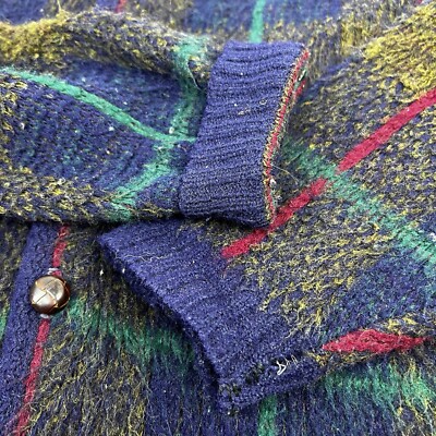 Vintage 50s 60s Campus Mohair Cardigan Sweater Checkered