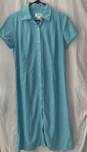 Talbots Size 12 Linen Blend Dress Button Front