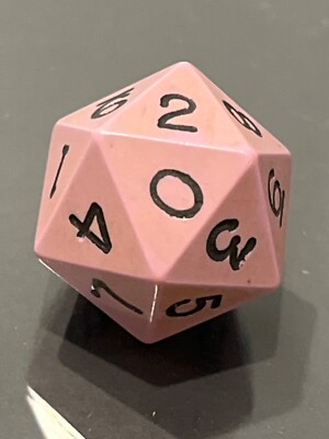 Vintage Gamescience opaque purple w/ black d20 rpg ad&d dice 121524@
