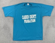 Vtg Jerzees XL Blue T Shirt Made In USA Cambden County Probation Probation Works