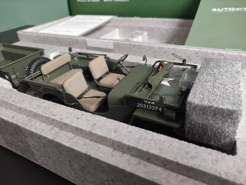 JEEP - WILLYS MB USA ARMY 1941 - WITH TRAILER - AUTOART - - 1:18 - Foto 2 di 7