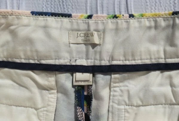 Pantalones Cortos Chinos J CREW Para Mujer Azul Amarillo Estampado Floral Elastizados Cremallera Lateral 5” S 4 Foto 3 de 3