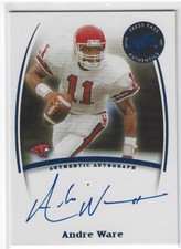 ANDRE WARE UH HOUSTON COUGARS FOOTBALL 2007 PRESS PASS CERT AUTO AUTOGRAPH CARD