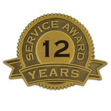 PinMart's 12 Years of Service Award Lapel Pin