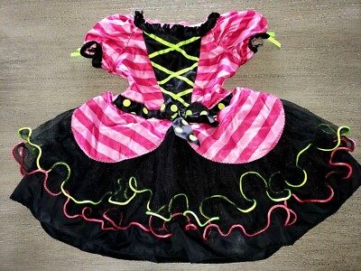 girls 18/24 month HALLOWEEN COSTUME WITCH DRESS bright pink yellow TUTU SKIRT @@