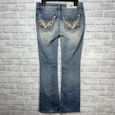 Miss Me Chloe Boot Distressed Blue 100% Cotton Jeans Womens Size 26