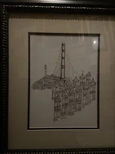Avery Tillman San Francisco Fine Art Ink Drawing Framed