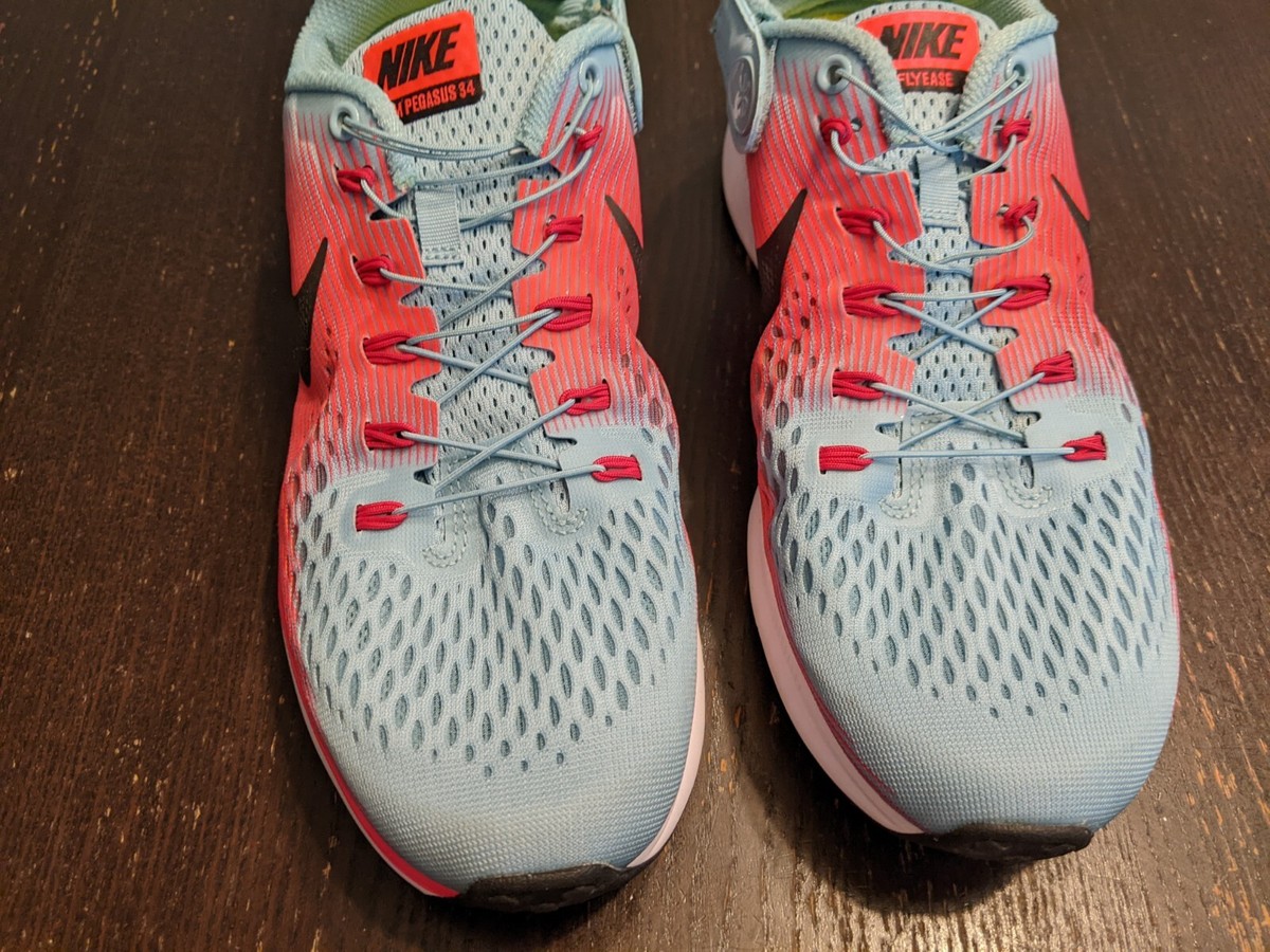 Nike Flyease Zoom Woman's Sneakers Blue Pink 10.5 XE zipper heel