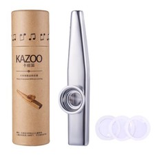 Kazoo Flute With 3 Pcs Diaphragms, Silver Metal Aluminum Alloy Musical Pack Of 7