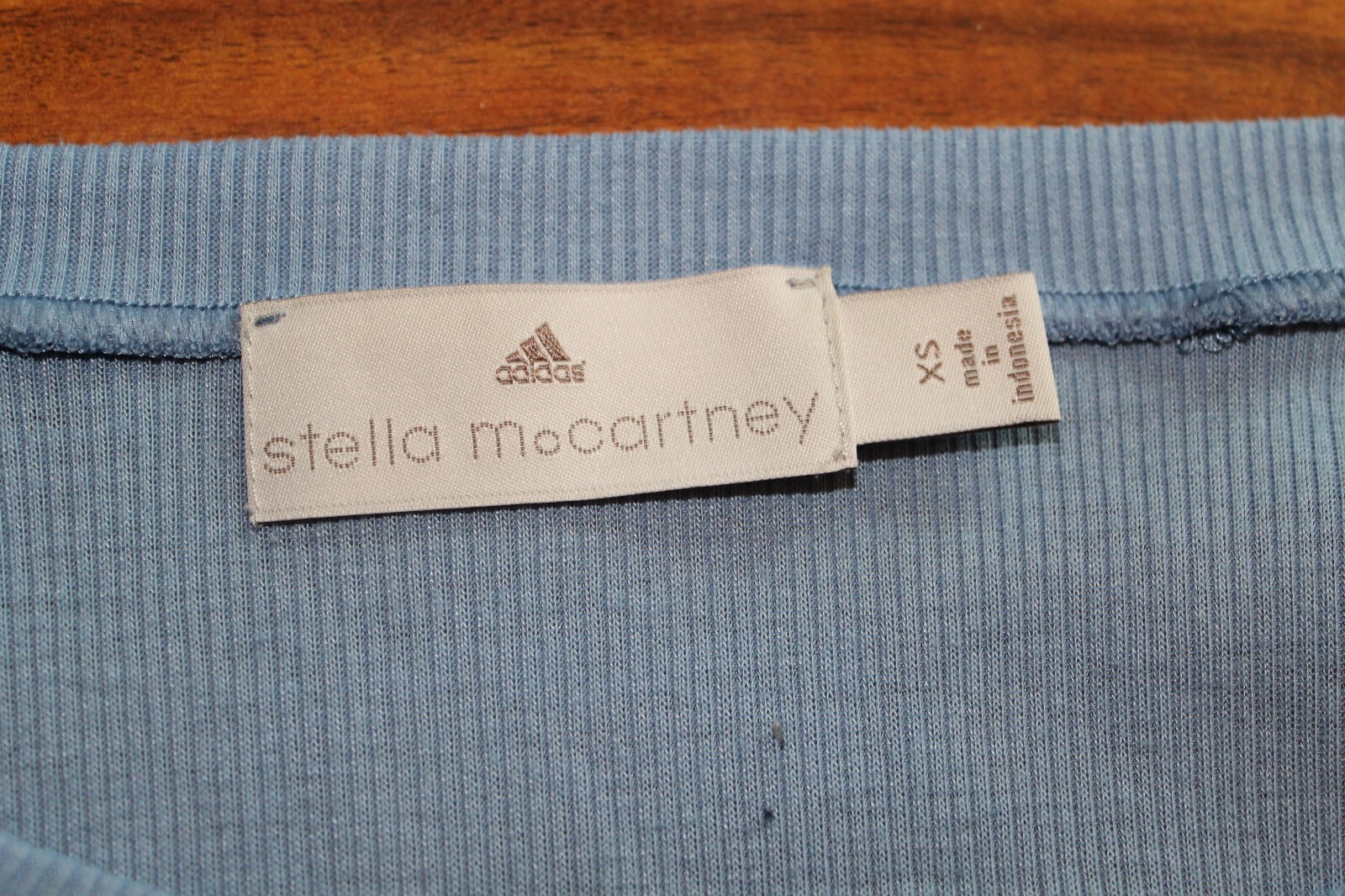 STELLA MCCARTNEY FOR ADIDAS SCOOP NECK BLUE LONG RUCHED SLEEVE TOP PULLOVER XS S image 2