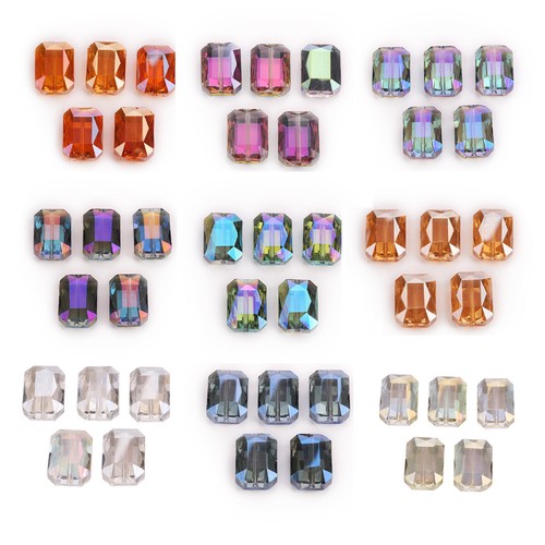 10Pcs 14x10mm Loose bead Crystal Square DIY Glass Cube Crafts Spacer Beads