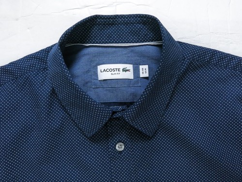 LACOSTE Live! Mens Shirt Blue Long Sleeve Size 40 Medium Slim Fit - Picture 12 of 14