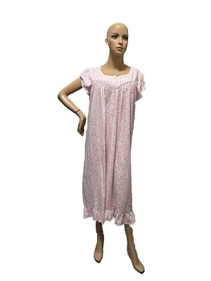 Eileen West Nightgown Large Cap  Sleeves Multi 100% Cotton Jersey Mid Length
