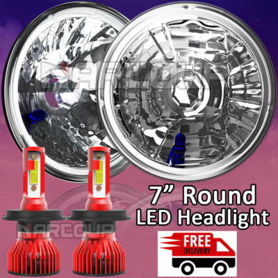2pc 7''Inch Round LED Headlights HIGH/LOW Beam For Jeep Wrangler JK LJ TJ CJ
