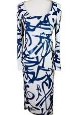 Ding Ding Bell Women’s Cold Shoulder Midi Dress Bold Print Size Small New