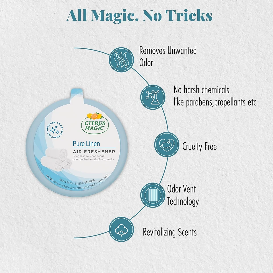 Ambientador sólido Citrus Magic lino puro, paquete de 2, 8 onzas cada uno Foto 4 de 4