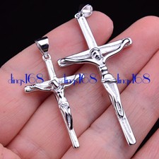925 Sterling Silver Jesus Christ Crucifix Cross Pendant Necklace Chain Set H083