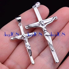 #BUY 1 GET 1 FREE# 925 Sterling Silver Couple's Crucifix Cross Pendant Necklace