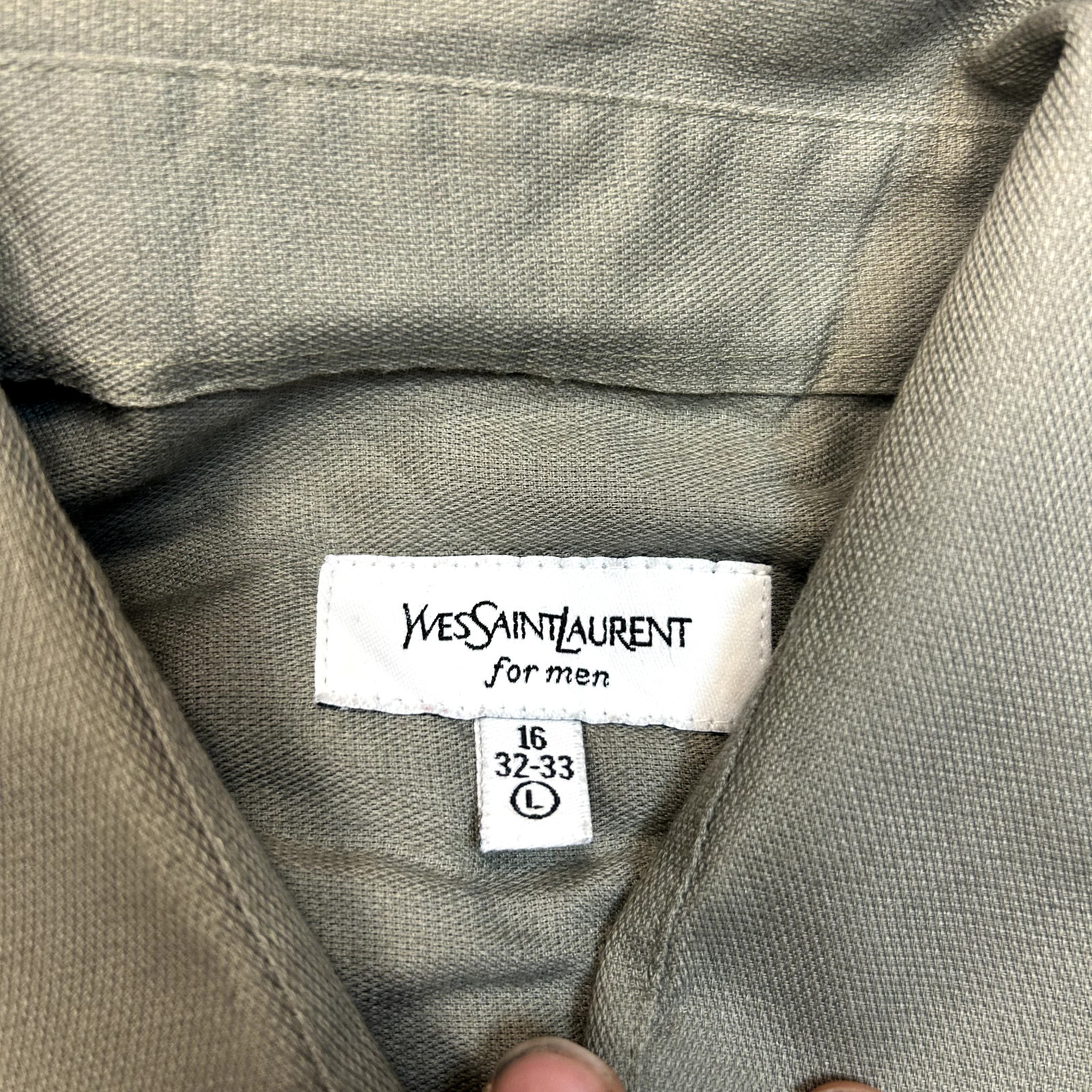 Yves Saint Laurent Shirt Mens Large USA Long Sleeve Button Up Top, Green image 6