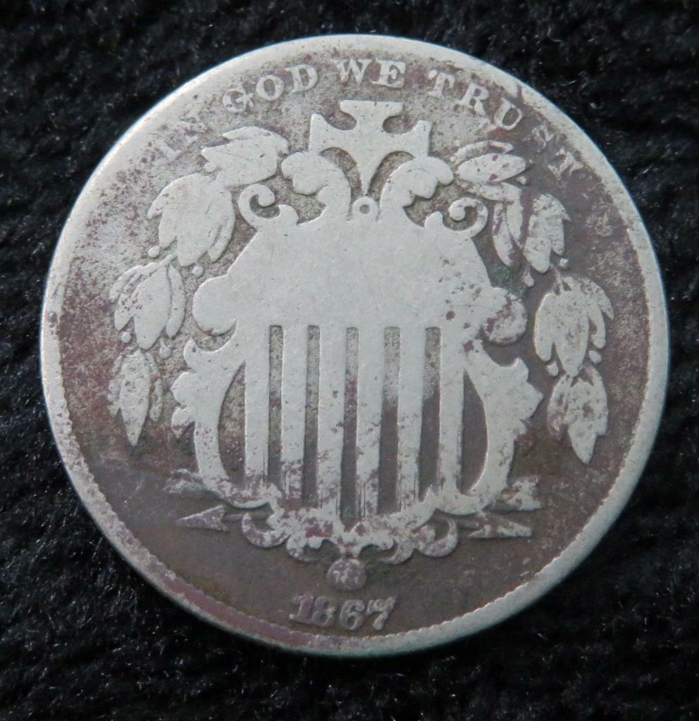 1867 Shield Nickel * With Rays * Neat Coin * Great for a Book *