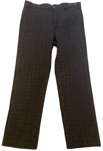 Wool Gray Plaid Hunting Outdoor Pants 