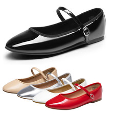 Women Mary Jane Ballet Flats Ankle Strap Round Toe Comfortable Daily Flat Shoes