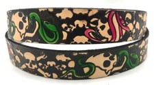 Belt Skulls Crossbones Snakes Black Cowhide Leather Made in USA