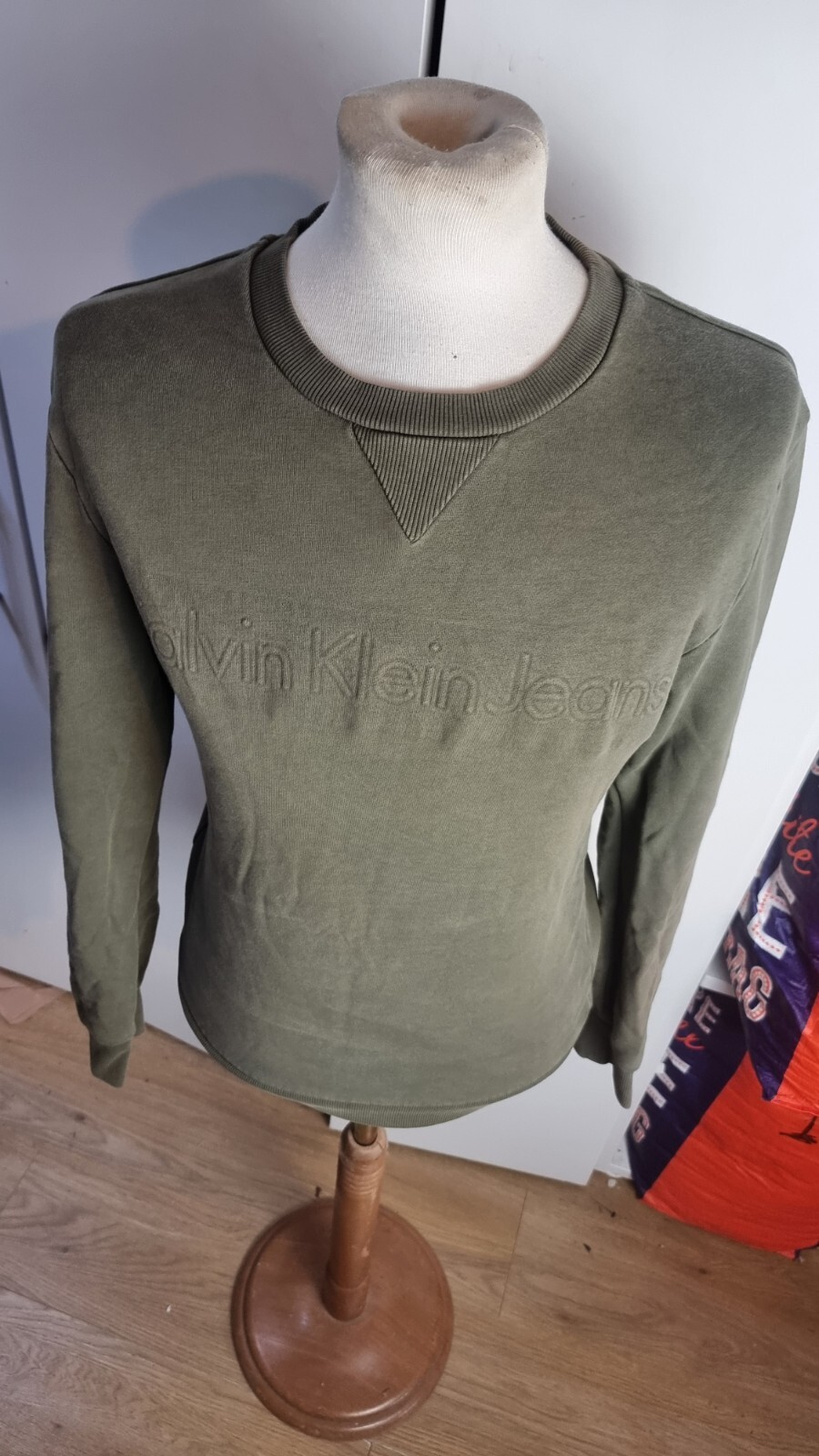 Calvin Klein Jeans Mens 100% Cotton Kharki Sweatshirt / Jumper UK Small image 4