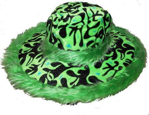 GREEN FLAMING FUZZY WIDE RIM PLUSH 
