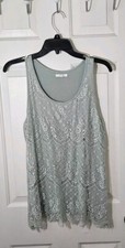 Maurice Sz M Tank Top Cami Sage Green Lace Lined Fairy Whimsical Y2K Peasant
