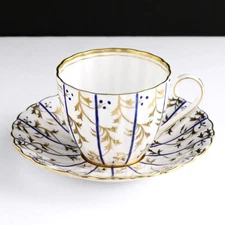 c.1951-61 Royal Chelsea Porcelain Cobalt Blue & Gold Cup & Saucer Vintage