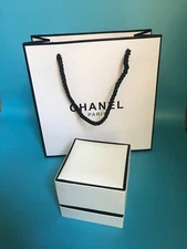 CHANEL Ring/ Pendant /Earrings Gift Box + Gift Bag SET Authentic Black & White
