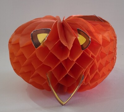 Halloween Honeycomb JOL Pumpkin Die-Cut Decoration No Stem Damage Vintage Read  