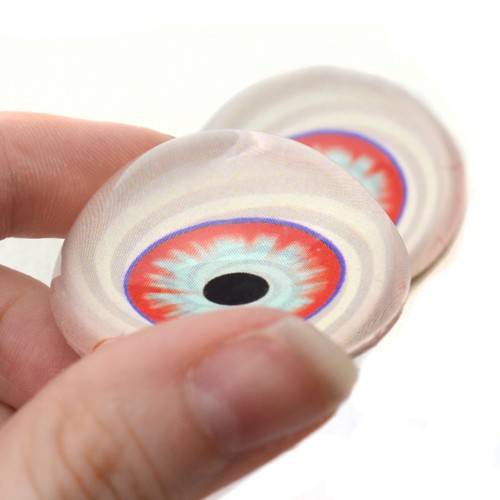 Pair High Dome Manic Clown Half Sphere Glass Eyes Taxidermy Jewelry - Picture 2 of 5