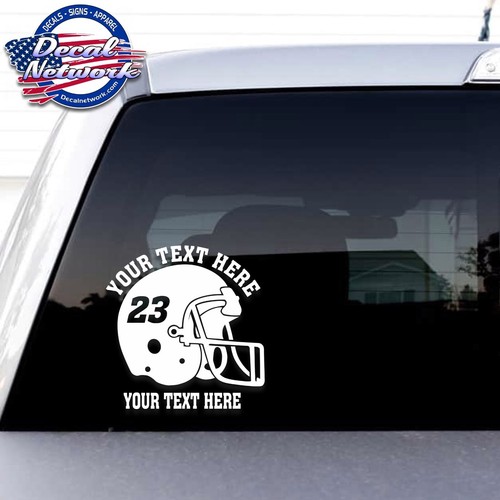 Personalized Football Helmet vinyl decal vehicle window sticker set of 2 decals - Bild 1 von 3