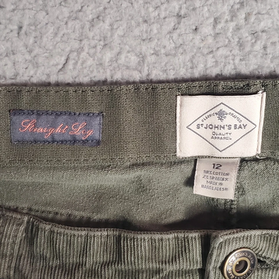 Pantalones de pana St. John’s Bay para mujer talla 12 verde oliva pierna recta Foto 4 de 4