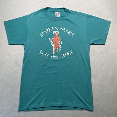 Vintage 90s Graphic Tee T-shirt Indian Trace Size M Single Stitch Shirt