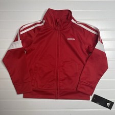 Adidas Track Jacket Boys Red Size 4 Full Zip Large Logo