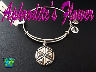  Alex and Ani APHRODITE'S FLOWER Silver Charm Bangle NewW/Tag,Card & Box