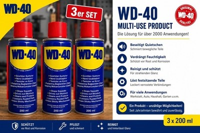 WD-40 Classic Multifunktional Schutz Spray Rostlöser Reiniger Multi Öl 3 x 200ml