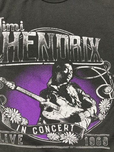 Jimi Hendrix Live In Concert 1969 Grafik T-Shirt Herren Medium grau Musik Merch - Bild 2 von 8