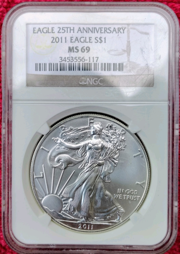 NGC MS69 2011 American Silver Eagle 1 Feinunze 0,999 Feinsilber BU - 3453556-117